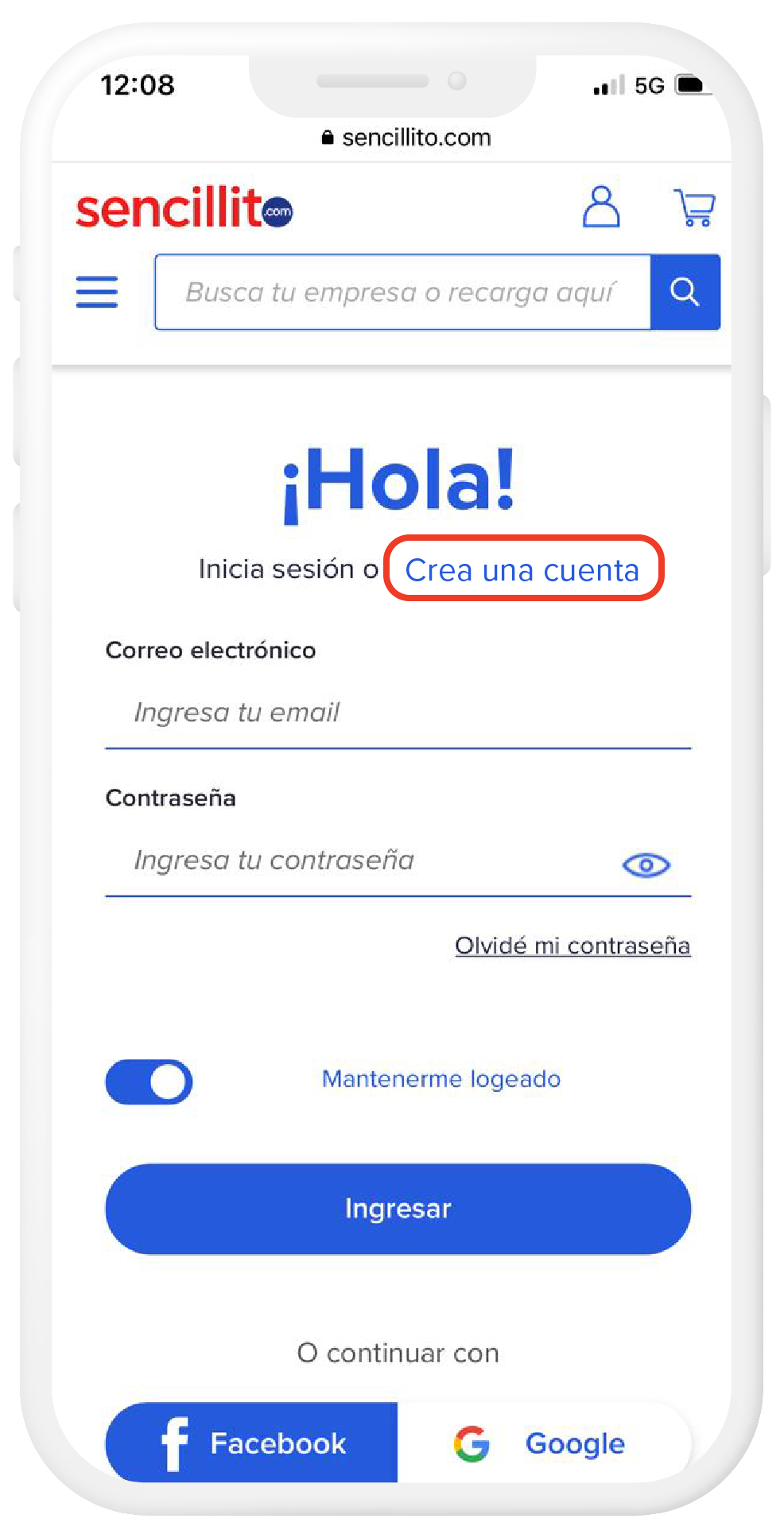 Formulario para Crear Cuenta - Sencillito