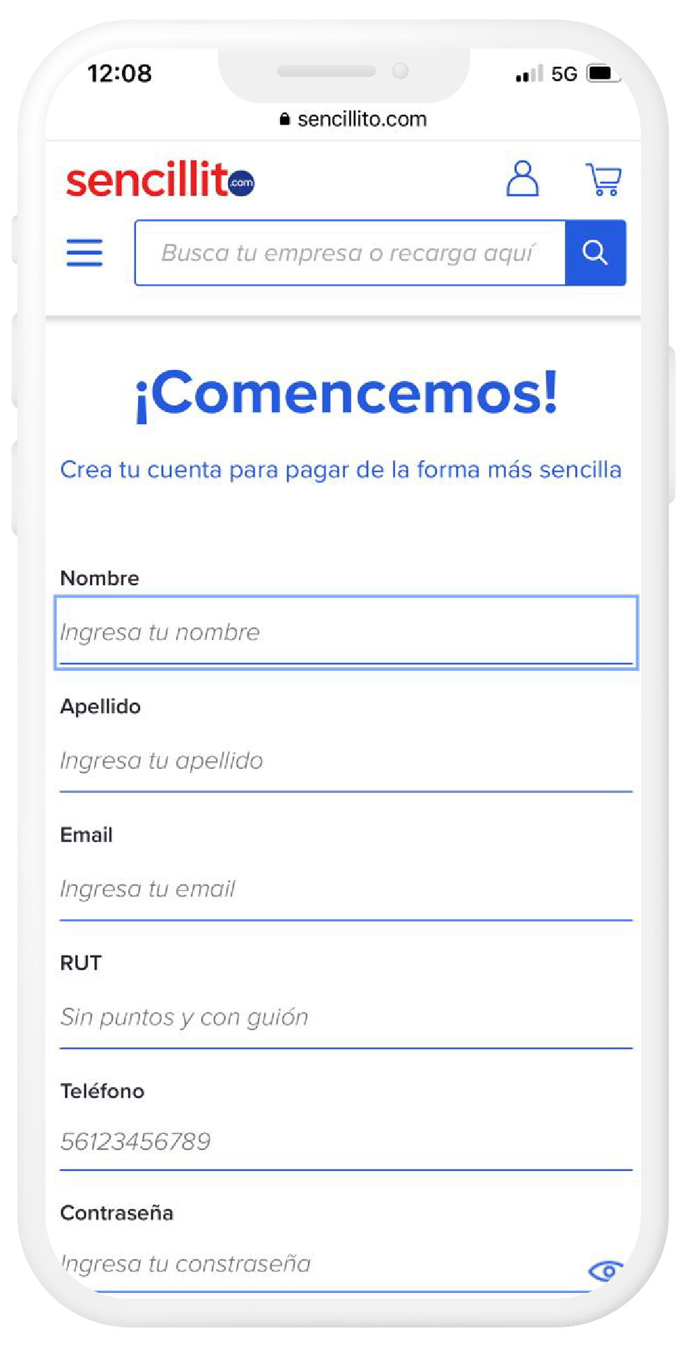 Formulario de Creación Usuario Sencillito